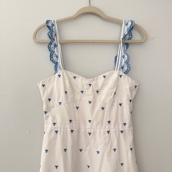 Jonathan Simkhai white & sky blue eyelet midi dress S/M Please read about size - Picture 6 of 16